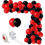 Set Baloane Pentru Arcada, 150 Bucati, Rosu Si Negru, Ropet