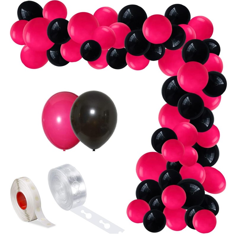Set aranjament baloane pentru arcada Set Baloane Pentru Arcada, 150 Bucati, Roz Si Negru, Ropet - imagine 1