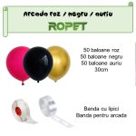 Set Baloane Pentru Arcada, 150 Bucati, Roz, Negru Si Auriu, Ropet - imagine 2