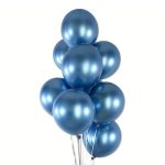 Set 10 Baloane Latex Chrome Sidefate, Albastru, 30 cm, Ropet