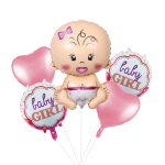 Set 5 Baloane Folie Baby Shower Forma Bebelus It's A Girl, Roz, 45 cm – 68 cm, Ropet