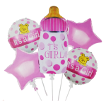 Set 5 Baloane Folie Baby Shower Forma Biberon It's A Girl, Roz, 45 cm – 79 cm, Ropet