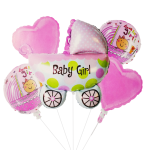 Set 5 Baloane Folie Baby Shower Forma Carucior It's A Girl, Roz, 45 cm – 68 cm, Ropet