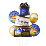 Set 5 Baloane Aniversare Tort Happy Birthday, 30 cm – 124 cm, Ropet