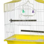 Colivie Patrata 39 x 30 x 23 cm, pentru pasari exotice, Tava Galben