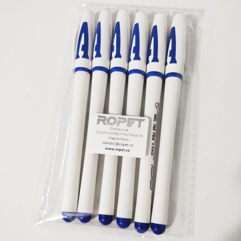 Set 6 Pixuri Cu Gel, 0.5 mm, Albastru, Ropet - imagine 3