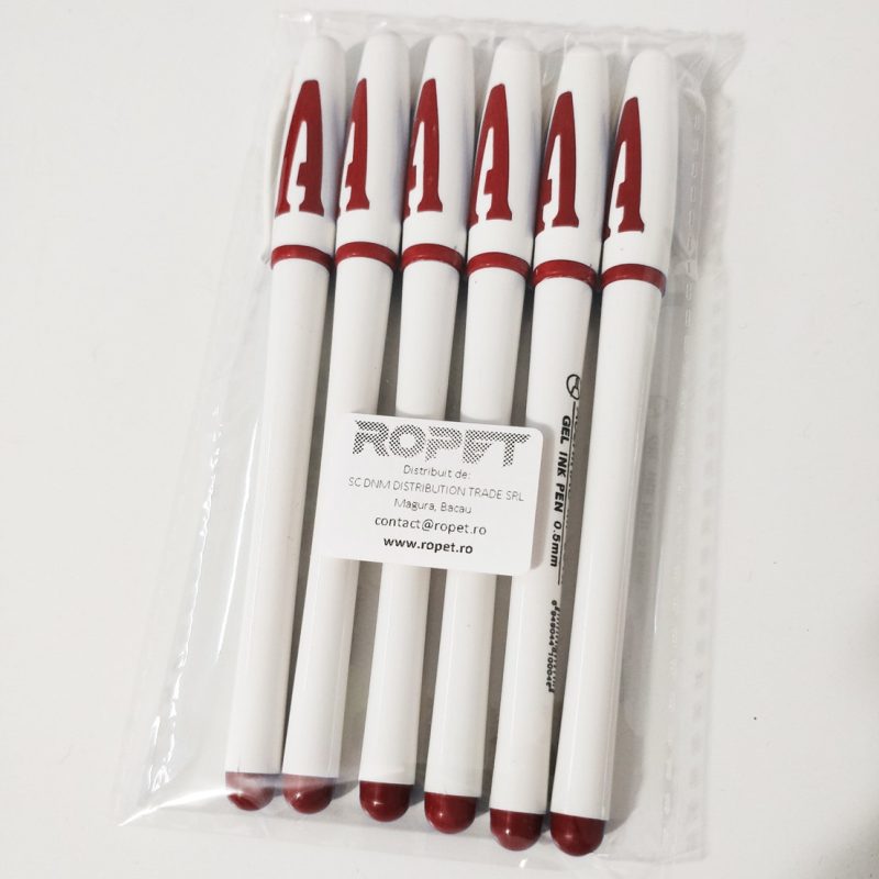 Set 6 Pixuri Cu Gel, 0.5 mm, Rosu, Ropet - imagine 3
