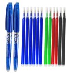 Set 2 Pixuri Roller Cu Radiera, 0.7 mm, Cu 12 Rezerve, Multicolor