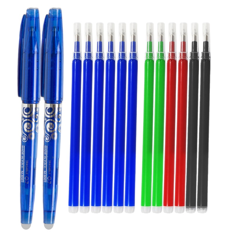 Set 2 Pixuri Roller Cu Radiera Set 2 Pixuri Roller Cu Radiera, 0.7 mm, Cu 12 Rezerve, Multicolor - imagine 1