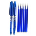 Set 2 Pixuri Roller Cu Radiera, 0.7 mm, Cu 6 Rezerve, Albastru