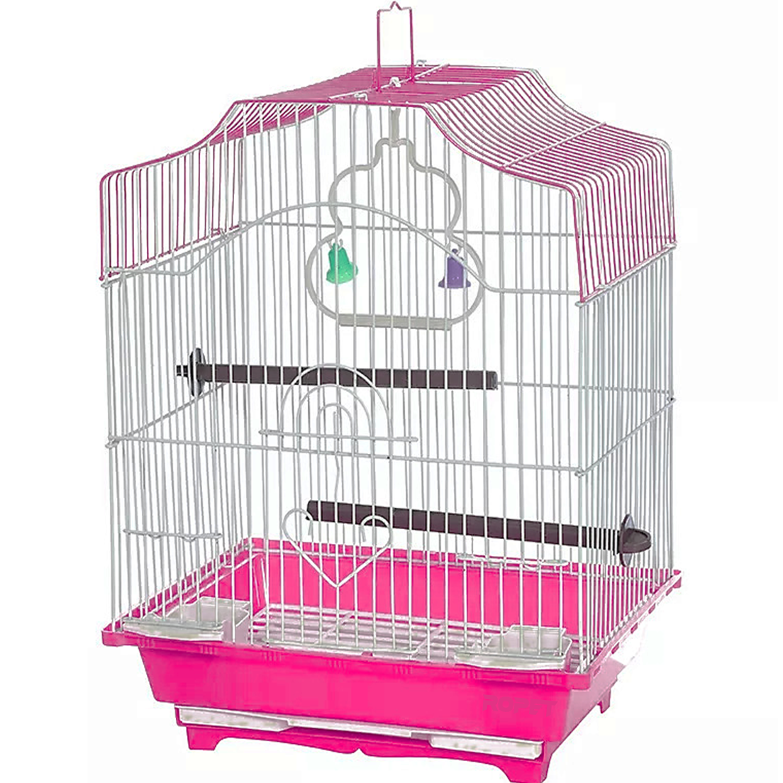 Colivie Patrata 43 x 35 x 28 cm Colivie Patrata 43 x 35 x 28 cm, pentru pasari exotice, Roz - imagine 1
