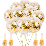 Set 5 Baloane Confetti Si Banner Happy Birthday Alb, Ropet - imagine 3