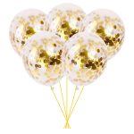 Set 5 Baloane Transparente Cu Confetti Aurii, 30 cm, Ropet