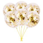 Set 6 Baloane Transparente Cu Confetti Aurii, 30 cm, Ropet