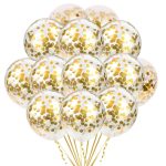 Set 50 Baloane Transparente Cu Confetti Aurii, 30 cm, Ropet