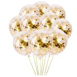 Set 10 Baloane Transparente Cu Confetti Aurii, 30 cm, Ropet