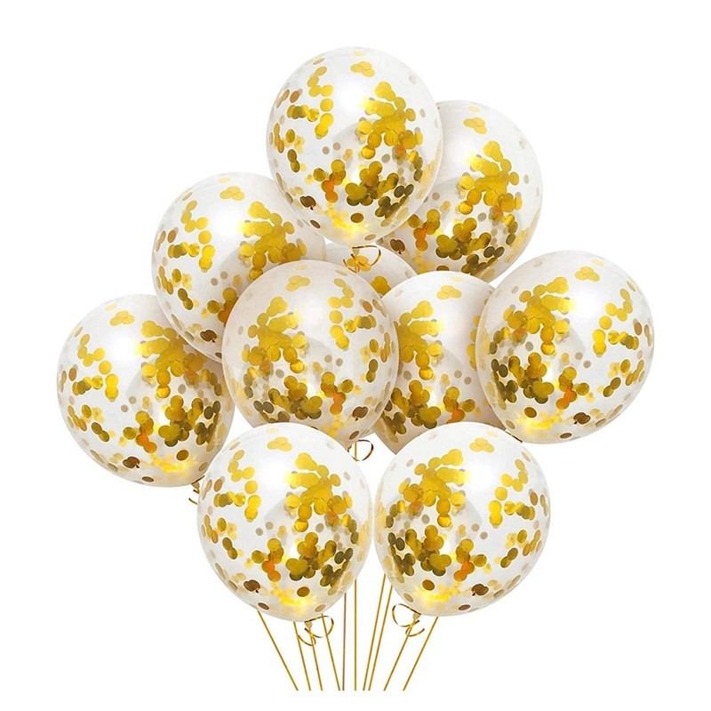 Set 12 baloane cu confetti Set 12 Baloane Cu Confetti Aurii, 30 cm, Ropet - imagine 1
