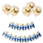 Set 5 Baloane Confetti Si Banner Happy Birthday Ocean Sirena, Ropet