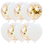 Set 10 Baloane Latex Cu Confetti, Alb, 30 cm, Ropet