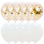 Set 10 Baloane Latex Cu Confetti, Alb, 30 cm, Ropet - imagine 2