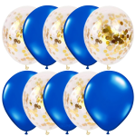 Set 10 Baloane Latex Cu Confetti, Albastru, 30 cm, Ropet