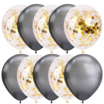 Set 10 Baloane Latex Cu Confetti, Argintiu, 30 cm, Ropet