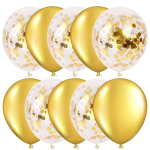 Set 10 Baloane Latex Cu Confetti, Auriu, 30 cm, Ropet