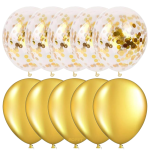 Set 10 Baloane Latex Cu Confetti, Auriu, 30 cm, Ropet - imagine 2