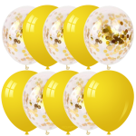Set 10 Baloane Latex Cu Confetti, Galben, 30 cm, Ropet