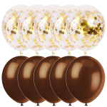 Set 10 Baloane Latex Cu Confetti, Maro, 30 cm, Ropet - imagine 2