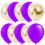 Set 10 Baloane Latex Cu Confetti, Mov, 30 cm, Ropet