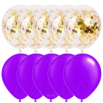 Set 10 Baloane Latex Cu Confetti, Mov, 30 cm, Ropet - imagine 2