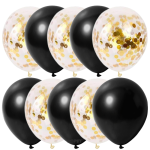 Set 10 Baloane Latex Cu Confetti, Negru, 30 cm, Ropet