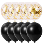 Set 10 Baloane Latex Cu Confetti, Negru, 30 cm, Ropet - imagine 2