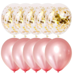 Set 10 Baloane Latex Cu Confetti, Rose Gold, 30 cm, Ropet - imagine 2
