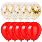 Set 10 Baloane Latex Cu Confetti, Rosu, 30 cm, Ropet - imagine 2