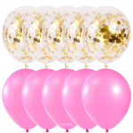 Set 10 Baloane Latex Cu Confetti, Roz Deschis, 30 cm, Ropet - imagine 2