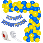Set Baloane Pentru Arcada Cu Ghirlanda Happy Birthday, 115 Bucati, Galben Si Albastru, Ropet