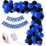 Set Baloane Pentru Arcada Cu Ghirlanda Happy Birthday, 115 Bucati, Albastru Si Negru, Ropet