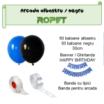 Set Baloane Pentru Arcada Cu Ghirlanda Happy Birthday, 115 Bucati, Albastru Si Negru, Ropet - imagine 2