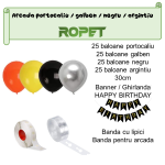 Set Baloane Pentru Arcada Cu Ghirlanda Happy Birthday, 115 Bucati, Portocaliu, Galben, Negru Si Argintiu, Ropet - imagine 2