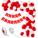 Set Baloane Pentru Arcada Cu Ghirlanda Happy Birthday, 115 Bucati, Rosu Si Alb, Ropet