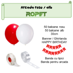 Set Baloane Pentru Arcada Cu Ghirlanda Happy Birthday, 115 Bucati, Rosu Si Alb, Ropet - imagine 2