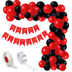 Set Baloane Pentru Arcada Cu Ghirlanda Happy Birthday, 115 Bucati, Rosu Si Negru, Ropet