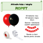 Set Baloane Pentru Arcada Cu Ghirlanda Happy Birthday, 115 Bucati, Rosu Si Negru, Ropet - imagine 2
