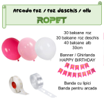 Set Baloane Pentru Arcada Cu Ghirlanda Happy Birthday, 115 Bucati, Roz Si Alb, Ropet - imagine 2