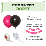 Set Baloane Pentru Arcada Cu Ghirlanda Happy Birthday, 115 Bucati, Roz Si Negru, Ropet - imagine 2