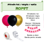 Set Baloane Pentru Arcada Cu Ghirlanda Happy Birthday, 115 Bucati, Roz, Negru Si Auriu, Ropet - imagine 2