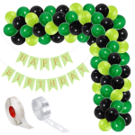 Set Baloane Pentru Arcada Cu Ghirlanda Happy Birthday, 115 Bucati, Negru Si Verde, Ropet