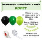 Set Baloane Pentru Arcada Cu Ghirlanda Happy Birthday, 115 Bucati, Negru Si Verde, Ropet - imagine 2